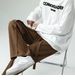 Men's Clothing Black Trousers Drape Oversize Straight Trousers With Elastic Waist Casual Suit Trousers_viptrois.com
