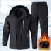 Men's Winter Fleece-Lined Waterproof Work Jacket & Pants Set - Windproof Thermal Insulated Outdoor Workwear For Cold Weather_viptrois.com