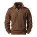 Men's Clothing Men's V-Neck Pullover Sweatshirt – Stylish Casual Long Sleeve Top With Lapel Collar For Everyday Wear (S-3XL, Black/Khaki/Brown)_viptrois.com