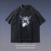 TKPA Doberman Print Washed Vintage High Street Fashion Loose Crew Neck Short Sleeve T-Shirt Unisex Streetwear_viptrois.com