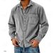Men's Striped Corduroy Shirt Non-Iron Wrinkle Free Business Casual Long Sleeve Classic Fit Solid Pattern Button-Up Dress Shirt_viptrois.com