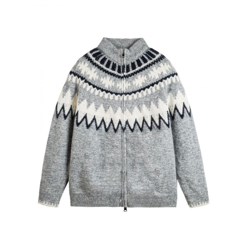 Pure Wushu Men's Clothing 2025 Autumn Winter New Fair Isle Sweater Coat Loose Lazy Niche Design Knitted Cardigan_viptrois.com