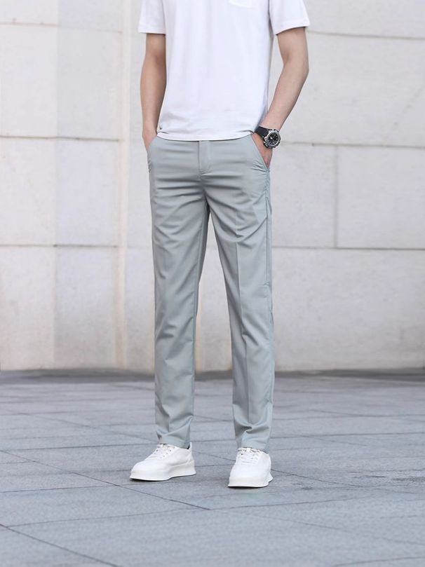 Men's Summer Cool Stretch Dress Pants – Lightweight & Breathable Business Casual Trousers For Office & Travel (Black, Khaki, Gray)_viptrois.com