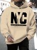Men's Autumn And Winter Casual Fashion Loose Hooded Sweatshirt Letter Print Warm Long Sleeved Pullover_viptrois.com