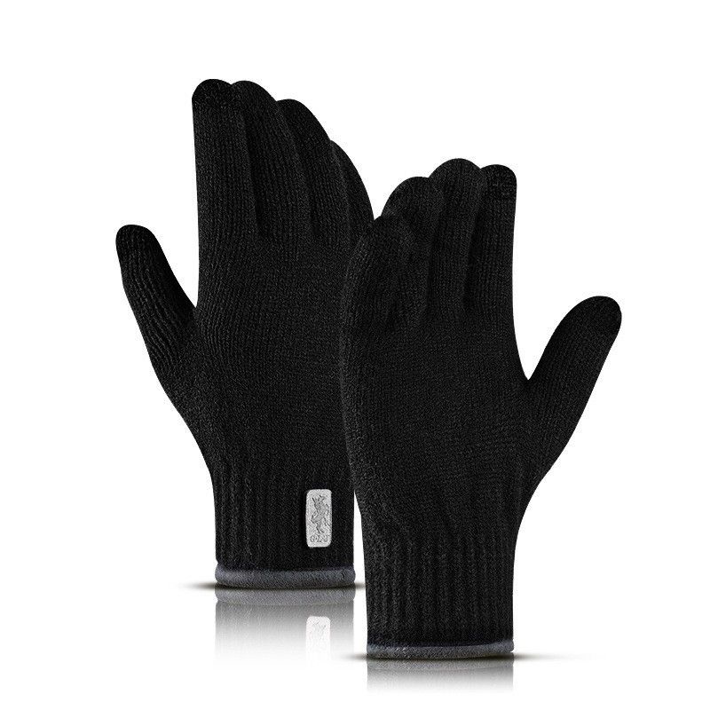 Men's Gloves New Men's Knitted Touch Screen Gloves Autumn And Winter Outdoor Warm Non Slip Double Layer Plus Velvet Mountaineering Cycling Sports DZ20_viptrois.com