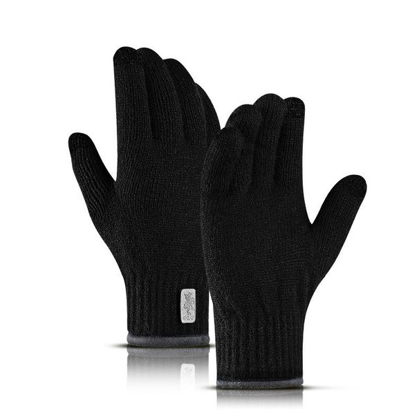 Men's Gloves New Men's Knitted Touch Screen Gloves Autumn And Winter Outdoor Warm Non Slip Double Layer Plus Velvet Mountaineering Cycling Sports DZ20_viptrois.com