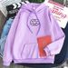 2024 Smiley Face Print Hooded Pullover Sweatshirt Casual Loose New Hot-Selling Top_viptrois.com