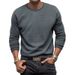 Men's Clothing Autumn And Winter Slim Men's Casual Bottoming Shirt Waffle Round Neck Long Sleeve T Shirt_viptrois.com