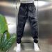 Men's Slim Fit Cargo Sweatpants Trendy Korean Style Embossed Jogger Casual Trousers Black Thin Summer Fashion_viptrois.com