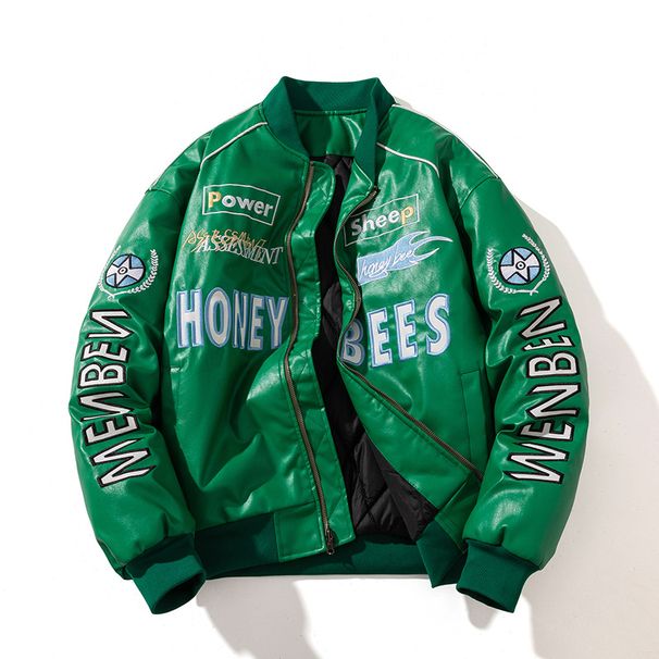 Leather Motorcycle Jacket For Men, Spring And Autumn, American Style Embroidered Baseball Trendy Brand Pilot Jacket,_viptrois.com