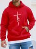 Men's Autumn/Winter Casual Fashion Loose Hooded Sweatshirt With Faith Print For Warmth, Long Sleeve Pullover_viptrois.com