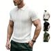 2026 New Model POLO Shirt Short-Sleeve Knitted T-Shirt Men's Collarless Open-Worked Texture Vintage Style_viptrois.com