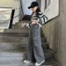 2402 Denim Overalls Grey Korean Denim Trousers New Children's Miscellaneous European And American Jeans_viptrois.com