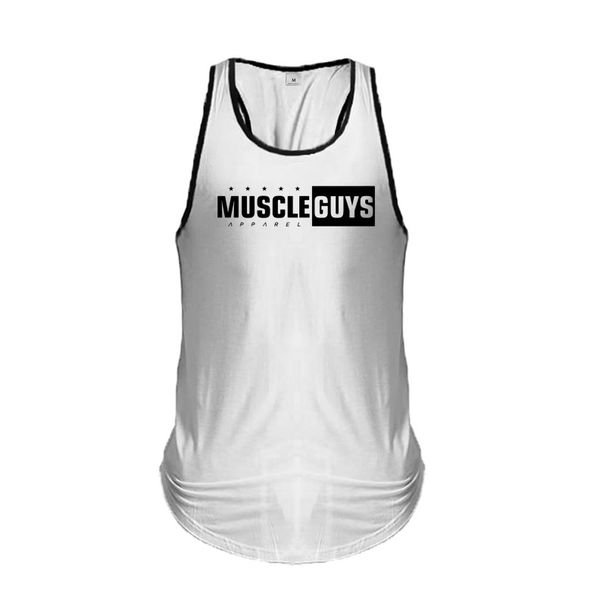 Muscle Men's Fitness Vest Summer Sleeveless I-shaped Back Summer Bodybuilding Training Clothes Slim Elastic T-shirt Cotton Sweat Absorption_viptrois.com