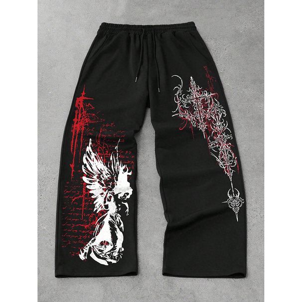 Urban Streetwear Drop-Crotch Pants For Men – Oversized Cotton Hip-Hop Joggers With Drawstring Waist (Black/Gray, S-XXXL)_viptrois.com