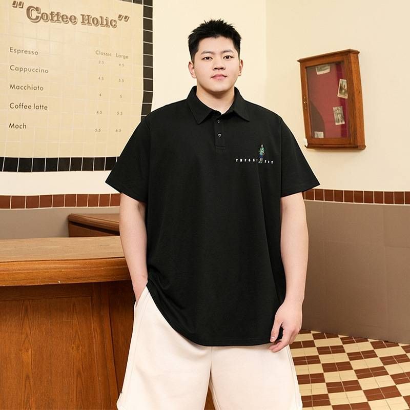 A 300-pound Large-sized Short-sleeved Polo Shirt For Men, A Summer Trend For Fat People. It's A Loose, Fatter, Oversized Lapel Half-sleeved Paul Shirt_viptrois.com