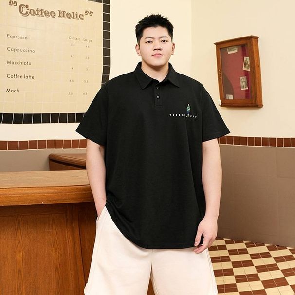 A 300-pound Large-sized Short-sleeved Polo Shirt For Men, A Summer Trend For Fat People. It's A Loose, Fatter, Oversized Lapel Half-sleeved Paul Shirt_viptrois.com