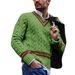 2026 European-USA Fashion Knitwear Pullovers Men's 100% Acrylic V-Neck Striped Splicing Long Sleeve Casual Loose Sweater_viptrois.com