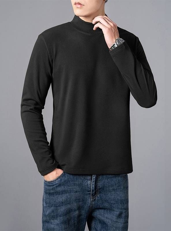 Men’s Thermal Double-Layer Long Sleeve T-Shirt – Premium Dralon Polyester (Black/Charcoal/Wine Red, S-3XL) | Winter Warmth Without Bulk_viptrois.com