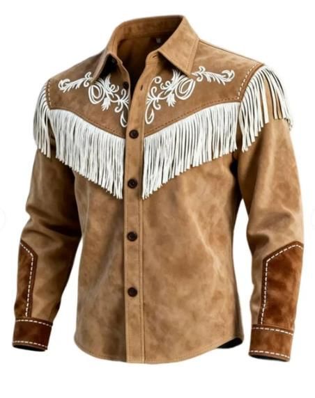 Spring Autumn 2027 Fashion European-USA Style Vintage Outerwear Men Lapel Splicing Tassel Single-Breasted Long Sleeve Casual Plush Jacket S-4XL_viptrois.com