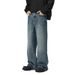 Men's Clothing & Archer0603 & Designer Lightning Crack Washed Jeans American Retro Slightly Flared Loose Pants Men's Trendy Brand_viptrois.com
