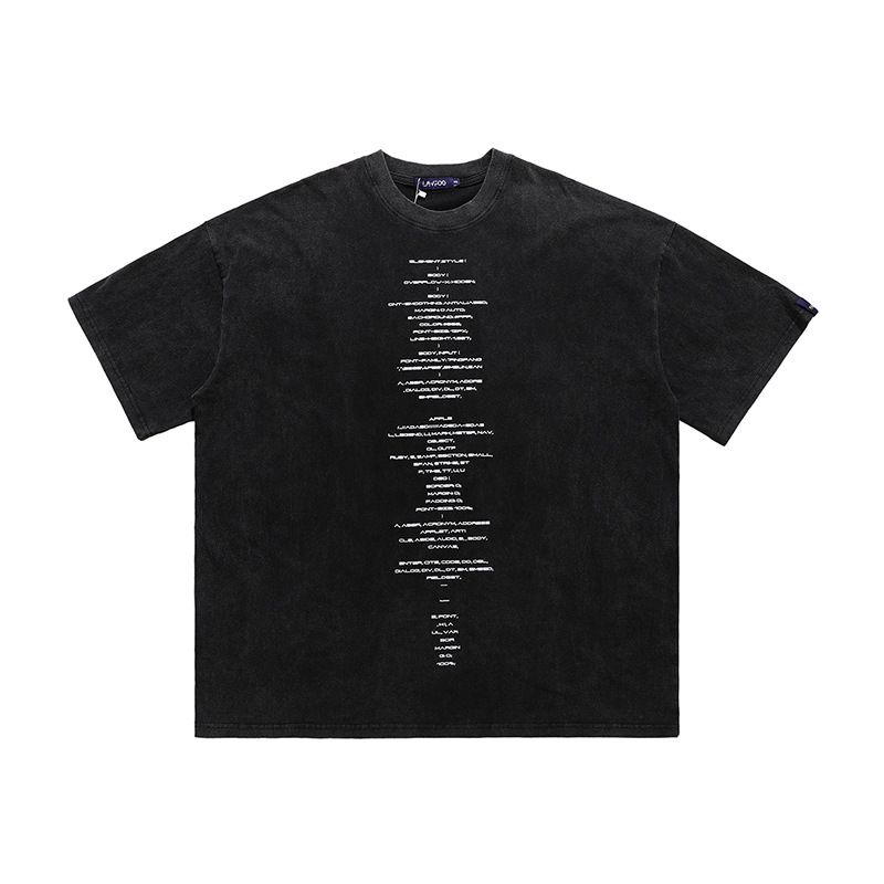 Summer New Chinese Style Men's Clothing Niche Design Letter Washed Short Sleeve Unisex Loose T-Shirt For Men_viptrois.com