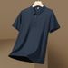Men's High Quality Ice Silk Seamless Polo Shirt Solid Color Turn Down Collar Short Sleeve Business Casual Summer T-Shirt_viptrois.com