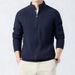 "Men's Textured Knit Cardigan – Stand Collar Drop Shoulder Sweater (Brown/Grey/Black/Navy, Sizes M-XXXL)"_viptrois.com