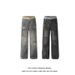 American High Street Design, Double Waisted Washed Water Distressed Jeans, Men's And Women's Straight Wide Leg Pants_viptrois.com