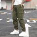 Men's Casual Cargo Pants With Drawstring Waist Multi-Pockets Lightweight Polyester Cotton Blend, Straight Leg Tactical Pants For Outdoor Work Travel_viptrois.com