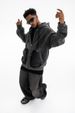 Autumn Winter New Paris Plain Washed Vintage Cardigan Fleece-Lined Hooded Sweatshirt_viptrois.com