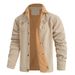Men's Fleece-Lined Workwear Jacket - Stylish Winter Casual Coat With Multiple Pockets, Slim Fit, Long Sleeve (Black, Navy, Gray, Olive,_viptrois.com