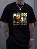 Retro Spooky Season Black Cat Ghost Pumpkin Halloween Women T-Shirt Graphic Stylish Unisex Top For Everyday Wear Casual Soft Summer Print Round Neck Short Sleeve Stretched Slightly Breathable Versatile Streetwear Fashion Comfortable Women_viptrois.com