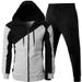 Men's Clothing Autumn And Winter Foreign Trade Sports Two Color Splicing Jacket Long Sleeve Long Pants Hooded Casual Sports Men's Suit_viptrois.com