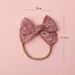 Cross-border European and American New embroidered fabric children's bow hair accessories baby infant elastic headband baby hair band_viptrois.com