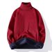 Men's Fleece-Lined High Neck Sweater – Winter Thermal Knit Pullover, Soft Acrylic Blend (Black/White/Burgundy/Camel/Beige/Grey/Caramel, M-4XL)_viptrois.com