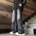 American Retro High Street Pants Autumn And Winter Trendy Brand Design Sense Tie-dye Gradual Change Wide-leg Pants Men's Loose Straight Jeans_viptrois.com