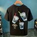 Summer Trendy Brand Cup Pattern Printing Short-sleeved T-shirt Men's Youth Crew Neck Versatile Design Sense Pure Cotton Ruffian Handsome Top_viptrois.com