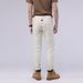 Stretch white casual pants for men patchwork denim petite trousers_viptrois.com
