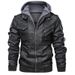 Men's Clothing Imitation Leather Jacket With Hood PU Leather Hooded Jacket – Punk-Inspired Biker Style Coat For Fall & Winter (Grey, Brown, Black)_viptrois.com