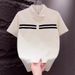 Men's Pachwork Sriped Polo Shir Shor Summer 2025 Versaile Fashionable Youh Elegan Ligh Luxury Half Sleeve_viptrois.com