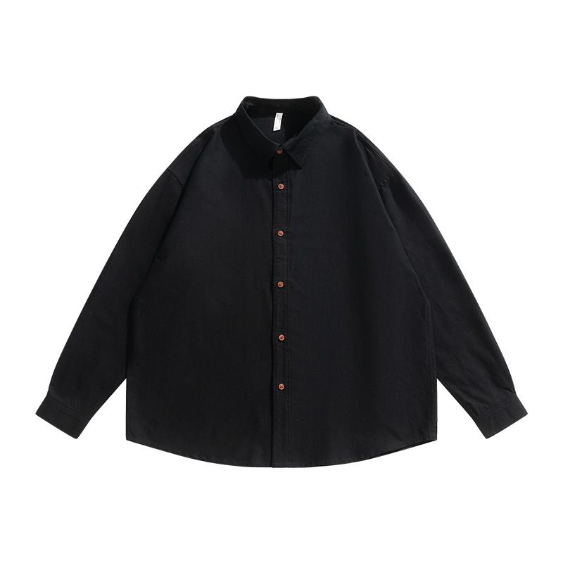 Men's Oversized Oxford Shirt - Casual Long Sleeve Button Down Shirt For Men, Retro Loose Fit, Breathable Cotton, Machine Washable (Black/White)_viptrois.com