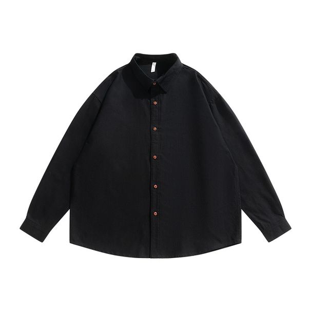 Men's Oversized Oxford Shirt - Casual Long Sleeve Button Down Shirt For Men, Retro Loose Fit, Breathable Cotton, Machine Washable (Black/White)_viptrois.com
