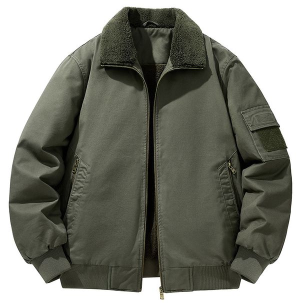Men's Clothing Autumn And Winter New Style Lambskin Jacket Workwear Men's Plus Velvet Thickened Cotton Coat Warm Lapel Cotton Casual Cotton Coat_viptrois.com
