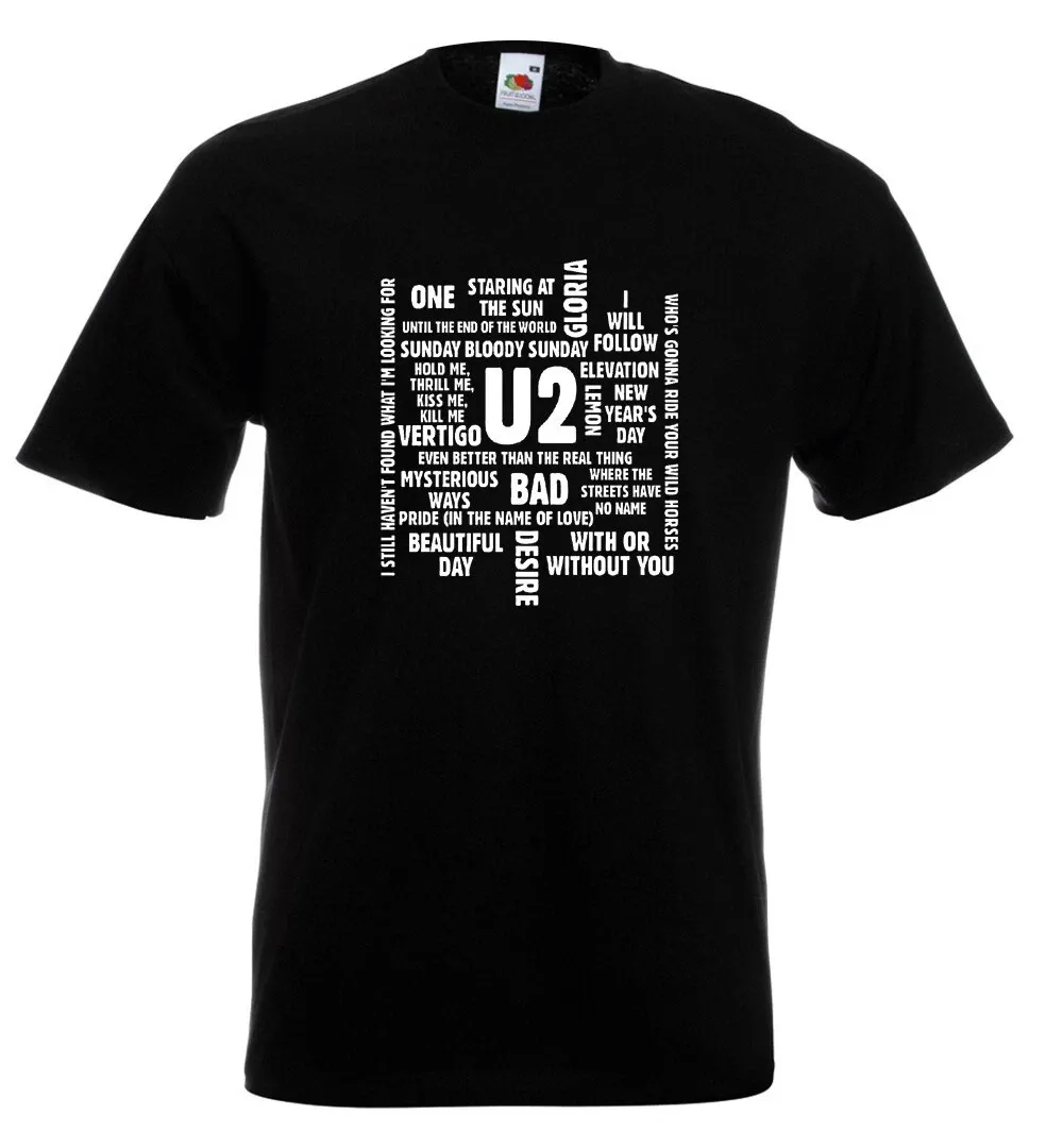 U2 Song Titles T Shirt Mens Womens Tees Top The Edge Bono_viptrois.com