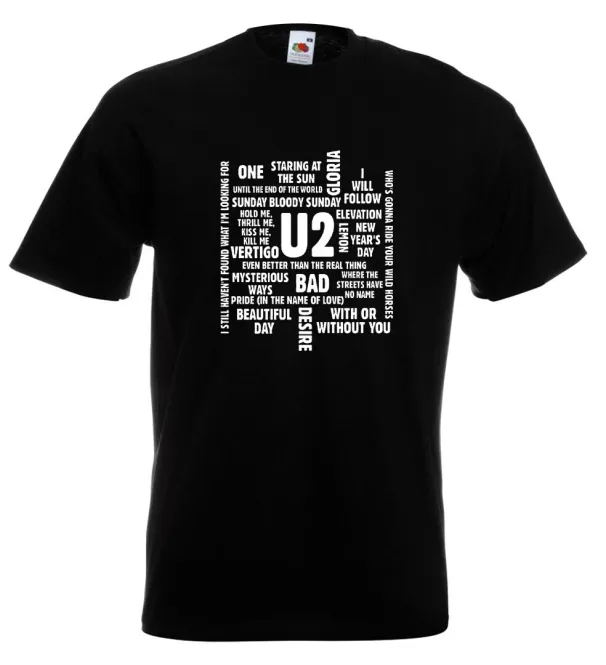 U2 Song Titles T Shirt Mens Womens Tees Top The Edge Bono_viptrois.com