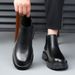 European Warm Series 2025 Korean Version British Style Men's Casual High-top Shoes Business Simple Leather Martin Slip-on Short Boots_viptrois.com