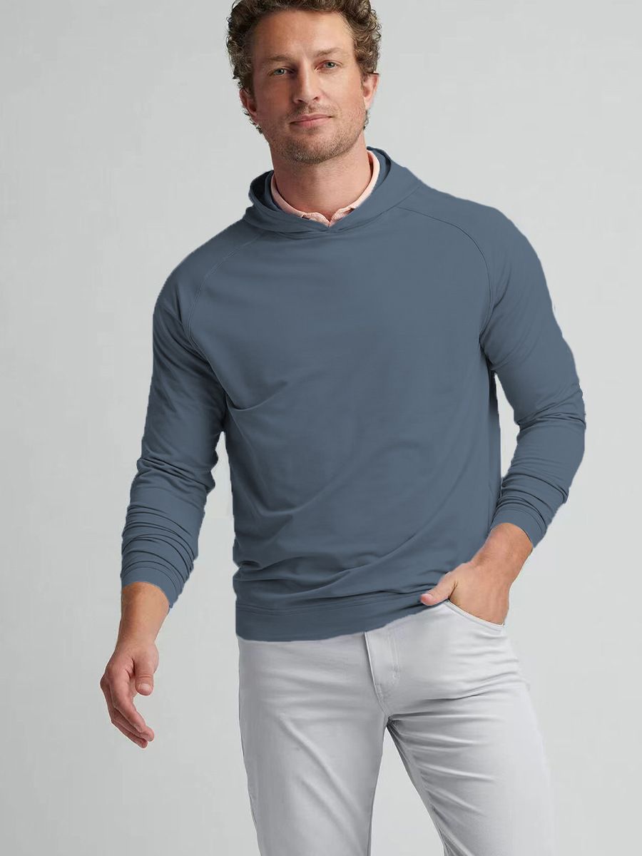 Men's Clothing Casual Hooded Sweatshirt For Spring And Autumn Casual Hooded Sweatshirt – Lightweight Polyester Pullover With V-Neck & Long Sleeves_viptrois.com