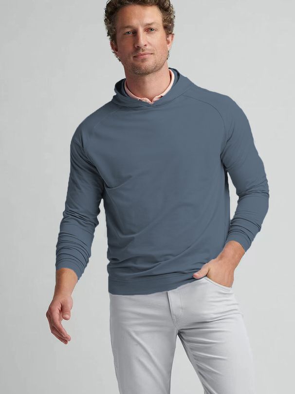 Men's Clothing Casual Hooded Sweatshirt For Spring And Autumn Casual Hooded Sweatshirt – Lightweight Polyester Pullover With V-Neck & Long Sleeves_viptrois.com