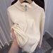 Men's Clothing Zip-Up Knit Sweater Semi-Turtle Neck Long Sleeve Casual Cardigan – Breathable Cotton Blend, Loose Fit(Black, Coffee, Beige)_viptrois.com